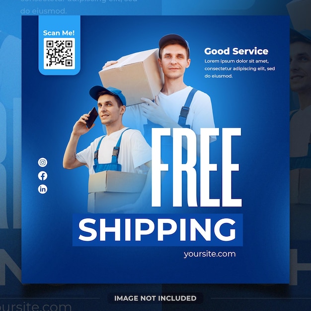 PSD free shipping online service flyer template design