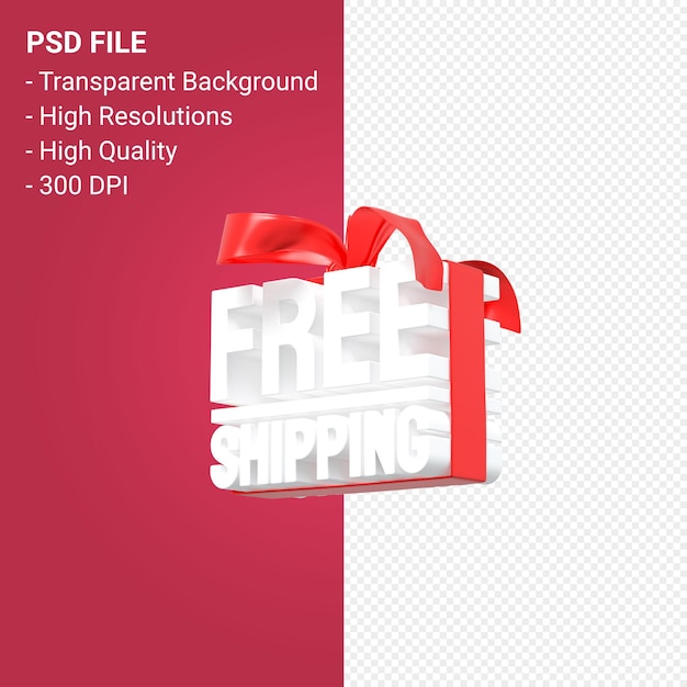 Free shipping sale with bow and ribbon 3d design isolated