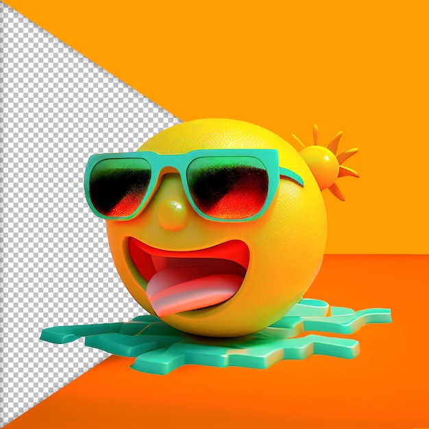 free sun emoji psd with sunglasses and tongue out