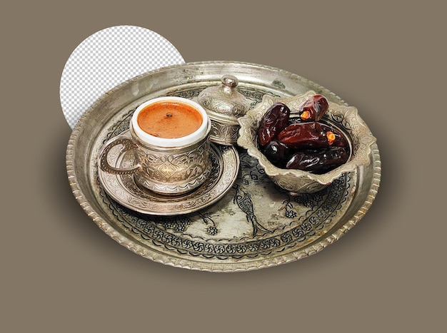 PSD free turkish coffee and dates fruit psd file