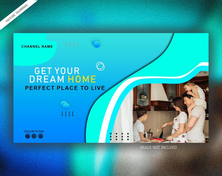 PSD free vector gradient real estate youtube thumbnail design