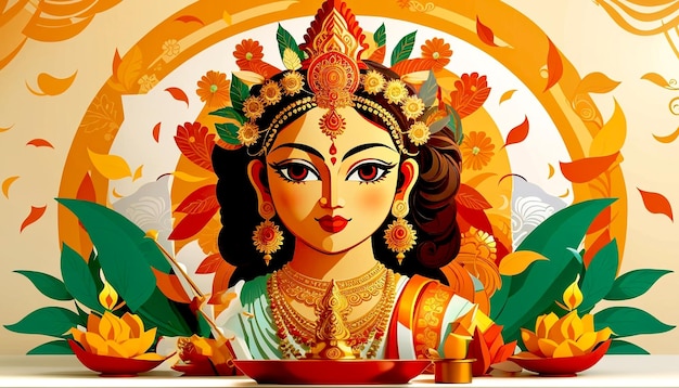 무료 벡터 navratri 및 durga puja 축제 문화 축하 카드 배경