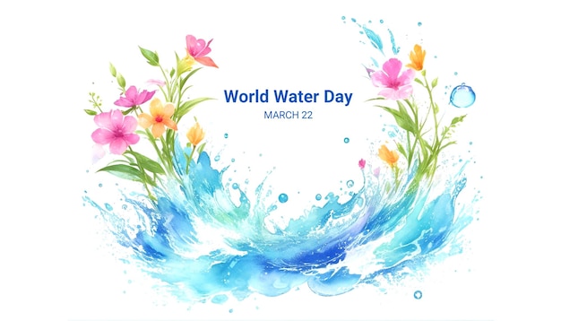 世界水の日イベントの無料ベクトル水彩