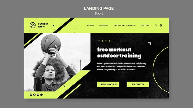 free workout landing page template