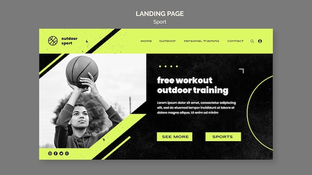 Free workout landing page template