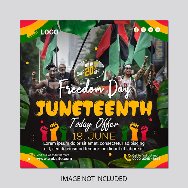 PSD freedom day june 15th juneteenth instagram and facebook post template