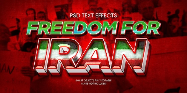 Freedom for iran text effect