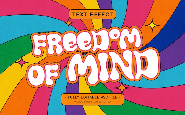 PSD freedom of mind text effect