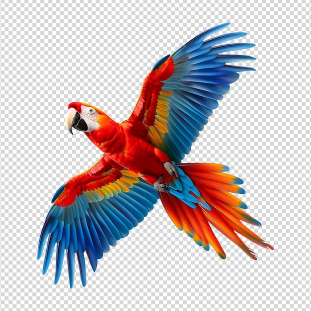 freeflying parrot isolated on white