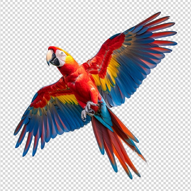 freeflying parrot isolated on white