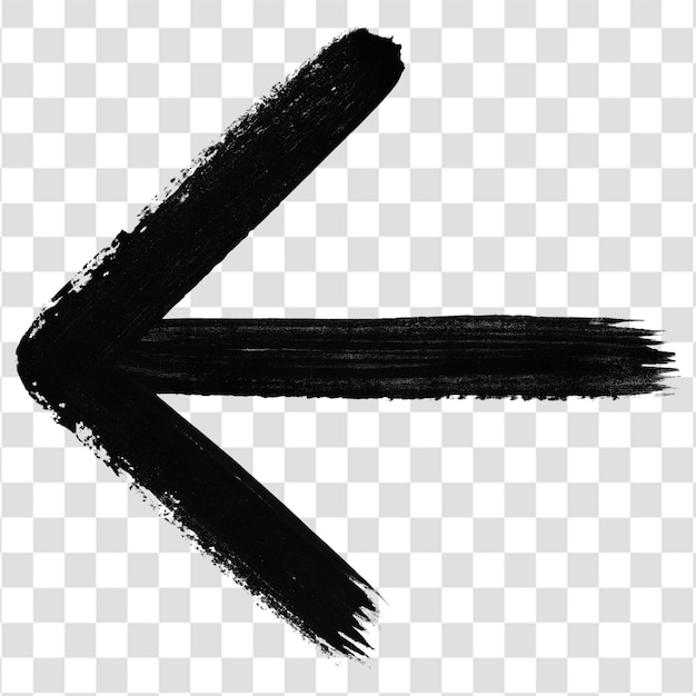 Freeform Hand Drawn Black Arrow in Wave Style With Smooth Thick Brush on a Transparent Background
