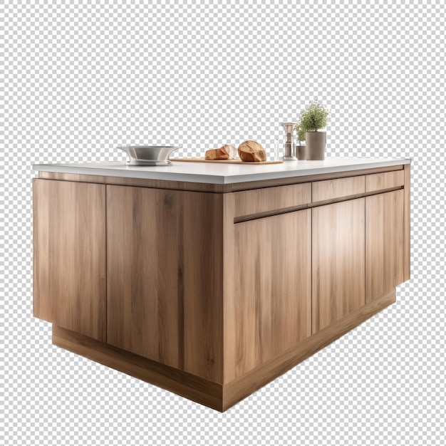 PSD freestanding kitchen island isolated on transparent background generative ai