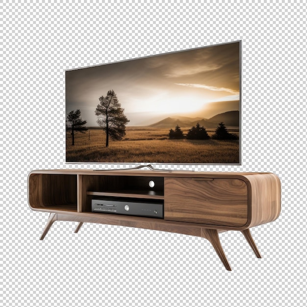 Freestanding TV stand isolated on transparent background Generative AI