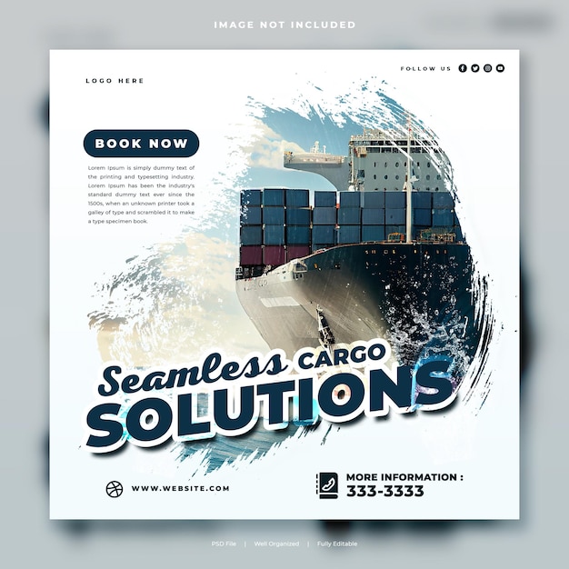 PSD freight forwarding social media banner or instagram post template