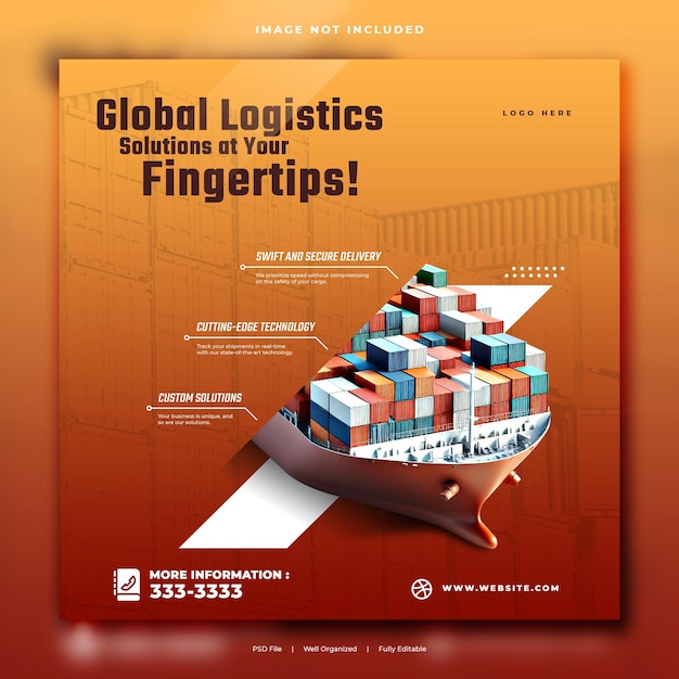 PSD freight forwarding social media banner of instagram post sjabloon