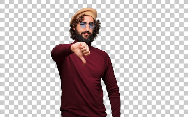 french artist with a beret disagree pose
