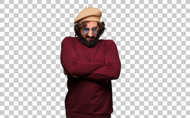PSD french artist with a beret disagree pose