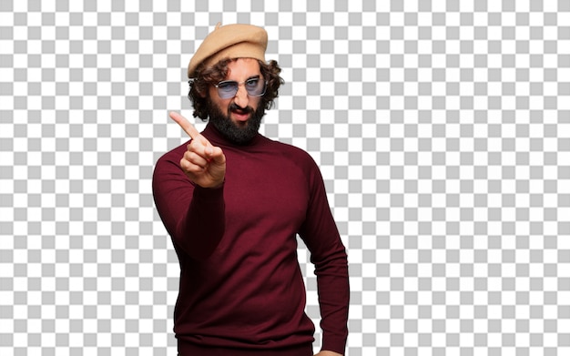 PSD french artist with a beret disagree pose