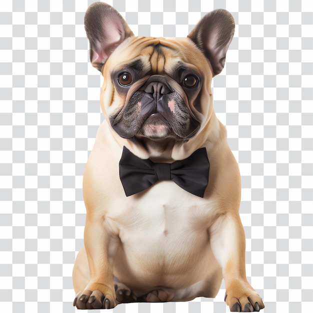 PSD french bulldog puppy wearing bowtie isolated on transparent