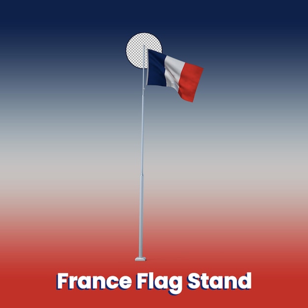 PSD a french flag is flying in front of a red, white and blue background.