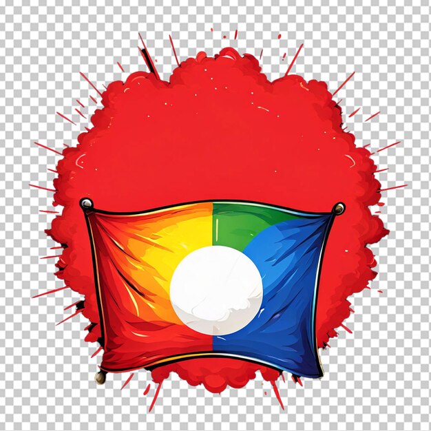 French flag with a rainbow cartoon vector in png