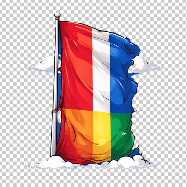 PSD bandiera francese con un vettore di cartoni animati dell'arcobaleno in png