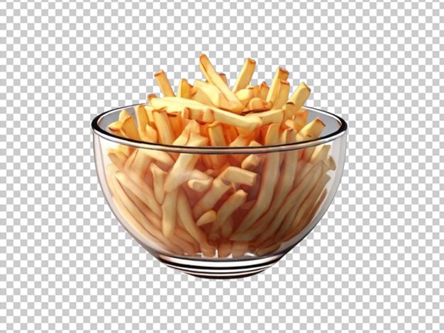 French fries 3d in glass bowl