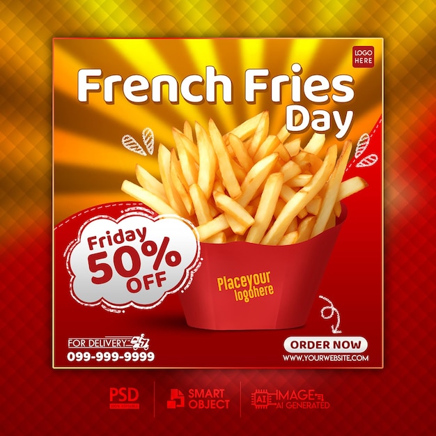 La giornata delle patatine fritte è il venerdì con uno sconto del 50%.