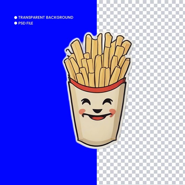 PSD french fries illustration with transparent background