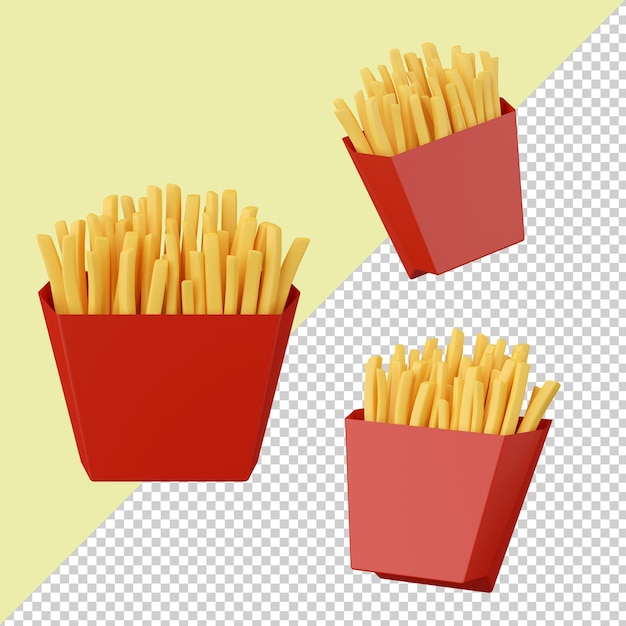 French fries isolated 3d render