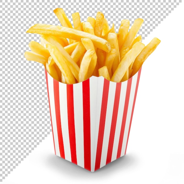 PSD modello di patatine fritte in una scatola di cartone rossa e bianca