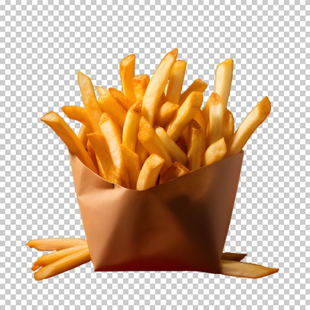 PSD french fries package isolated on transparent background