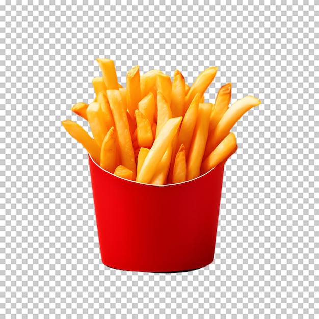 PSD french fries package isolated on transparent background