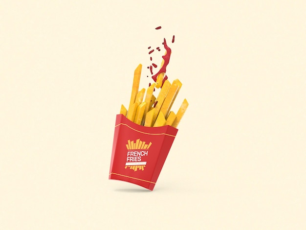 PSD french fries packaging mockup