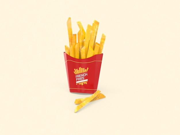 French fries packaging mockup