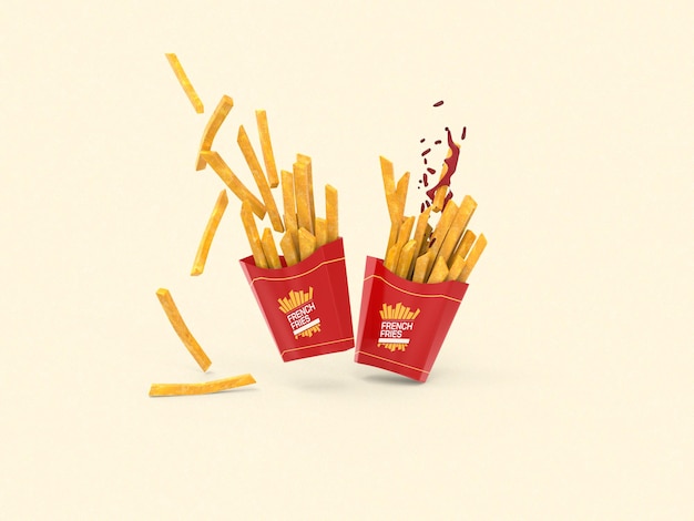 PSD french fries packaging mockup