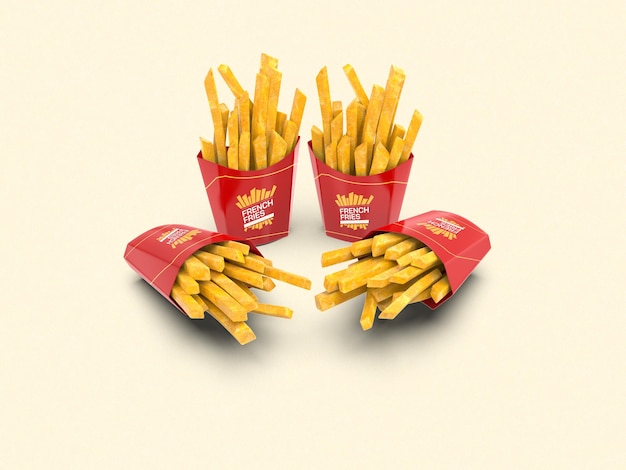 PSD french fries packaging mockup