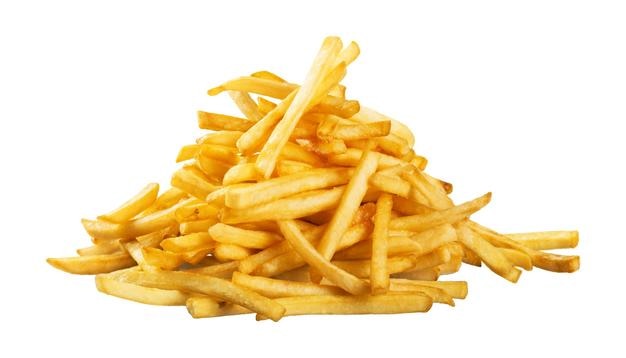 french fries on a white background