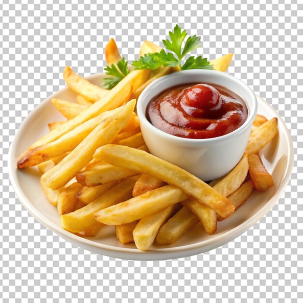 French fries with souse transparent background