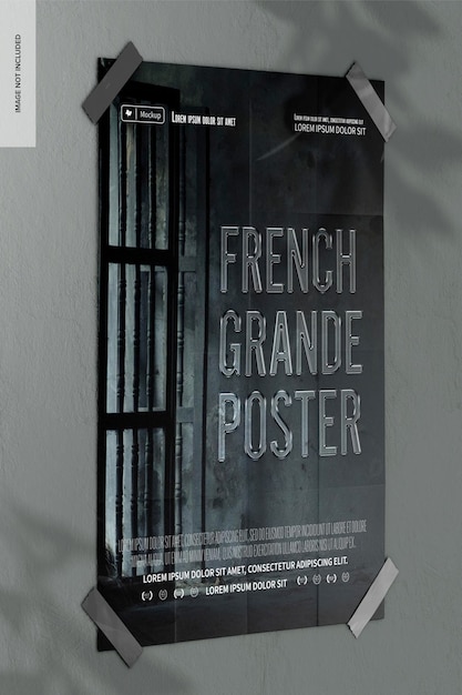 Mockup di poster grande francese, vista a sinistra