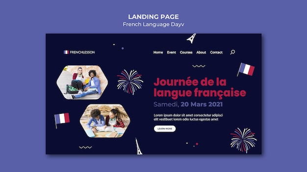 PSD pagina di destinazione della giornata in lingua francese