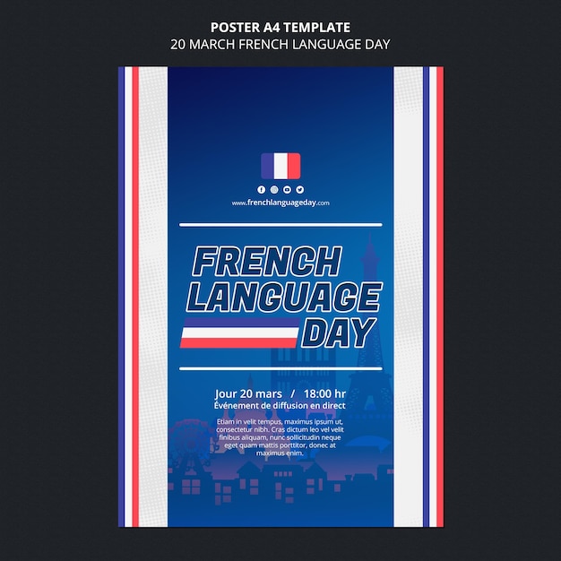 PSD modello di poster della giornata in lingua francese