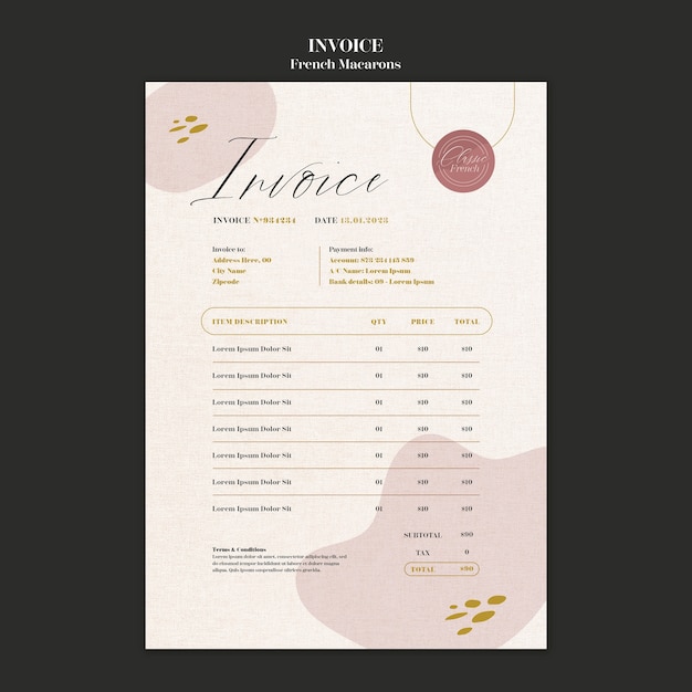 PSD french macarons invoice template