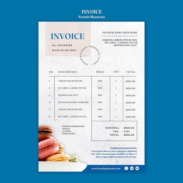 French macarons invoice template