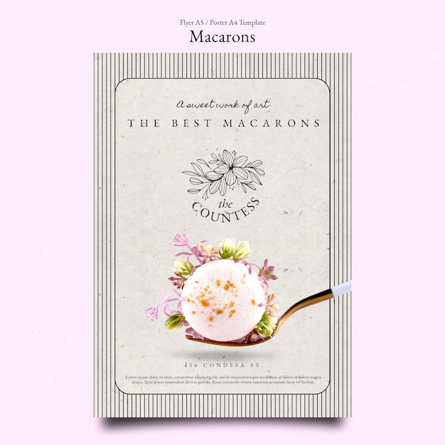 PSD french macarons poster template