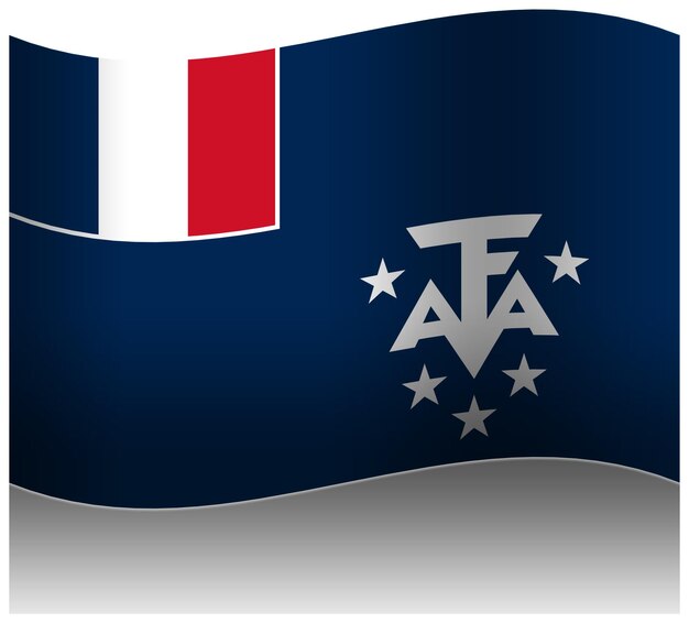 PSD french southern and antarctic land wave flag 3d