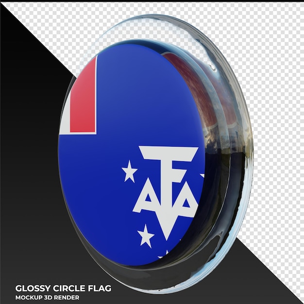 PSD french southern and antarctic lands0002 realistic 3d textured glossy circle flag