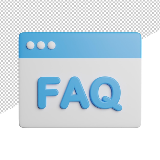 Rispondi frequentemente alla domanda vista frontale 3d rendering icona illustrazione su sfondo trasparente
