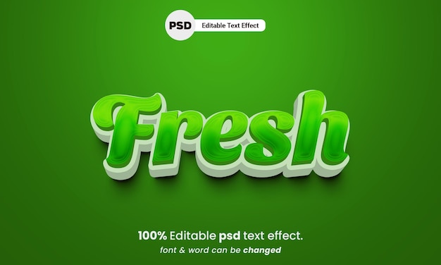 Fresco effetto di testo fresco premium psd modificabile 3d