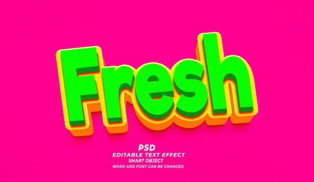 Fresh 3d editable text effect photoshop psd style